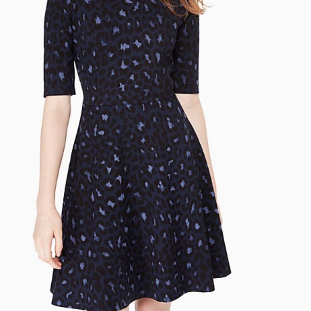 Kate Spade blue leopard-print lace-up ponte dress